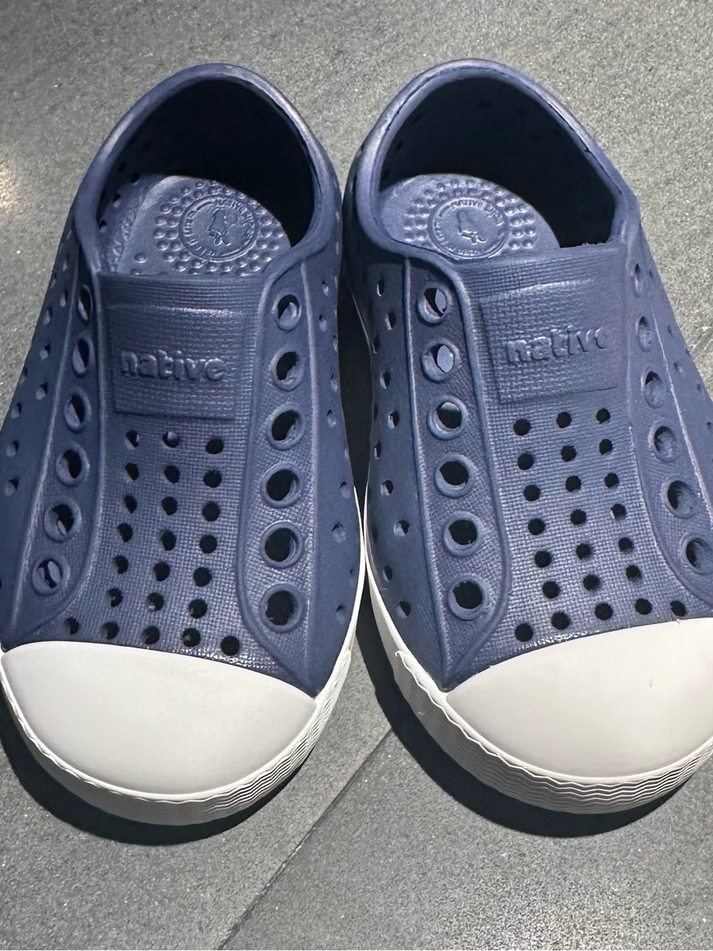 Native Kids Slip-On Water Shoes in Navy and White